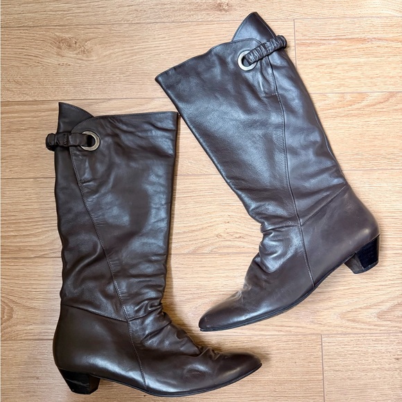 Browns Shoes - BROWNS Elegant Brown Dark Gray Genuine Leather Boots - size 41